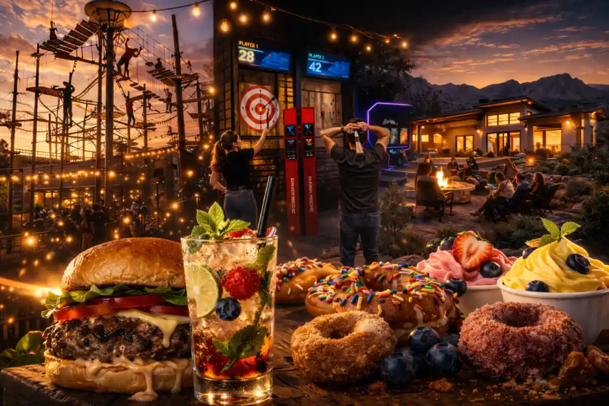 stay-and-play-retreat-adventure-park-airbnb-st-george-utah Stay and play retreat near St George Utah with ropes course axe throwing games Airbnb lodging food and group weekend experience in Hurricane