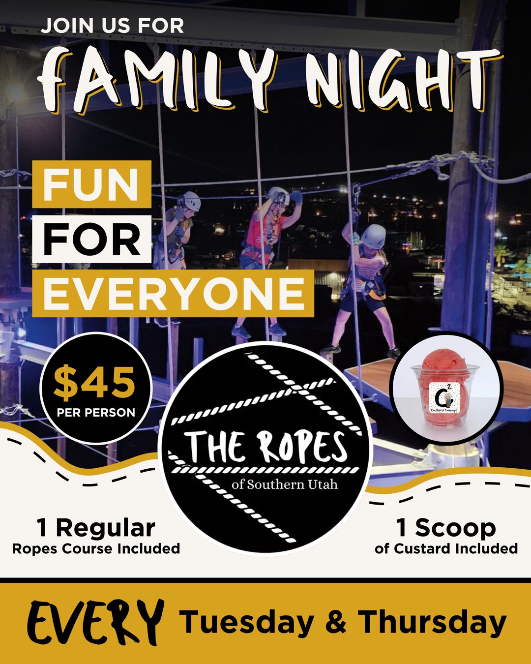 Family Night at The Ropes of Southern Utah in Hurricane, Utah β family adventure activities near Zion National Park and St. George